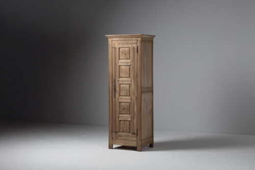 Tall Carved Armoire in Aged Oak, France, 1940s